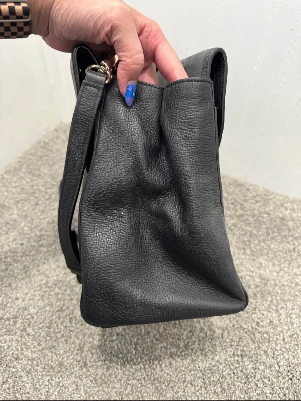 kate spade Black Pebbled Leather Satchel with Adjustable Strap